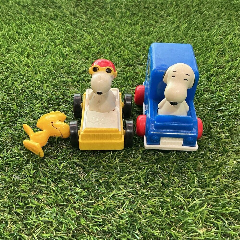 Vintage Aviva Hong Kong Peanuts Snoopy Toy Vehicles Woodstock Lot of 3